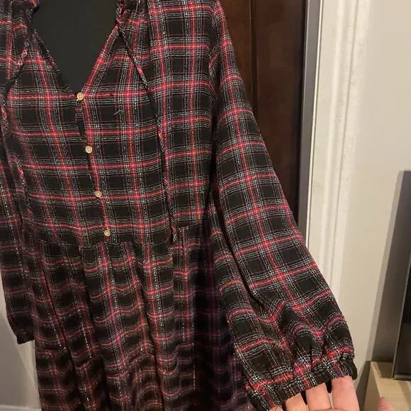 Loft Shimmer Plaid Tiered Dress - Picture 8 of 16